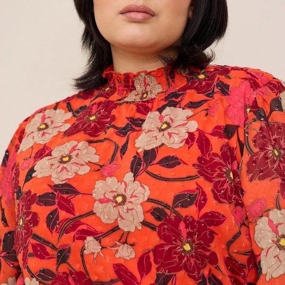 Torrid Mini Clip Dot Floral Blouson Sleeve Dress Size 00 - Picture 3 of 12